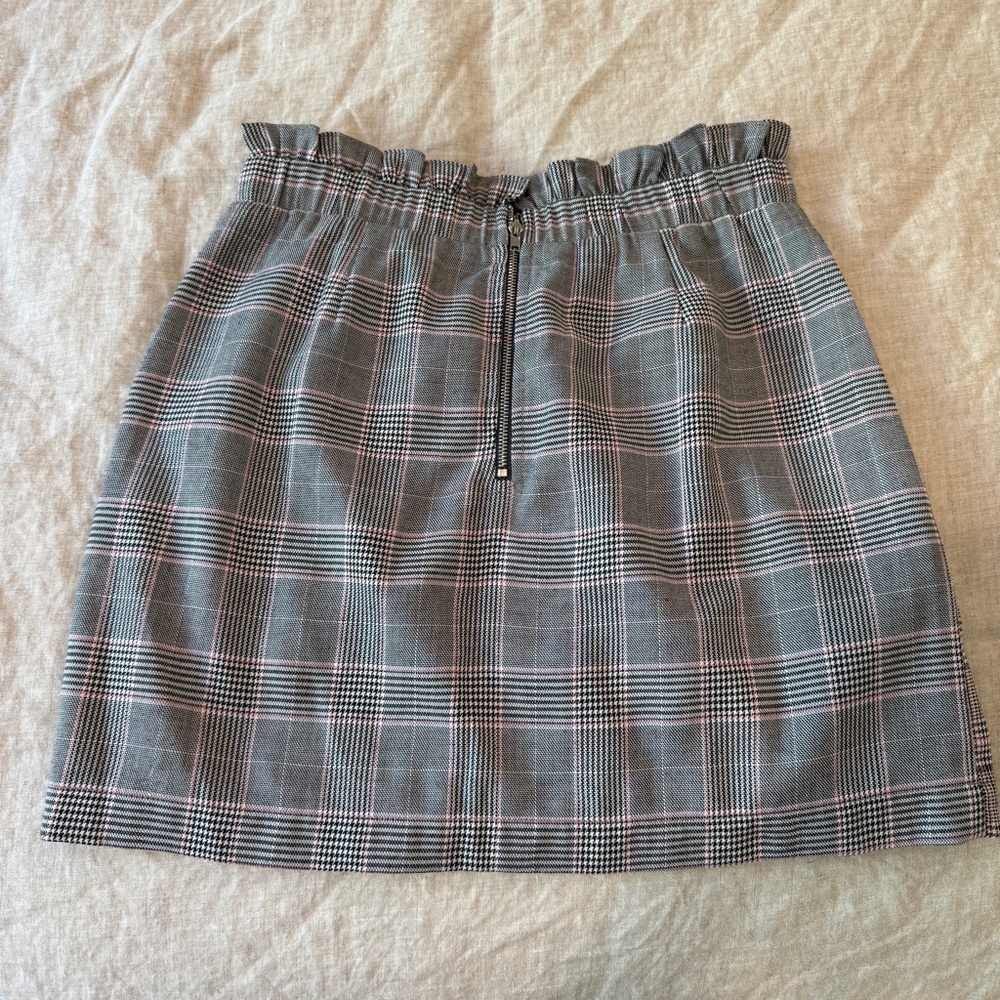 Dance & Marvel Gray Plaid Mini Skirt with Floral Embroidery - Picture 3 of 6